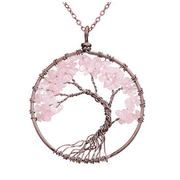 Handmade Genuine Gemstone Chakra Tree of Life Pendant Necklace