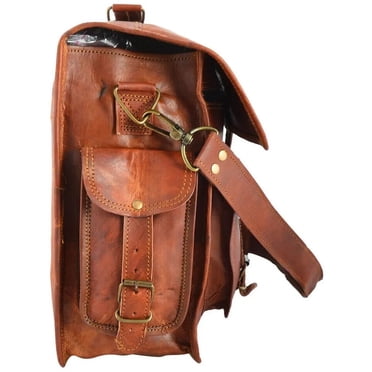 Vintage Motorcycle Leather Tool Bag - Genuine Goat Leather With Quick Release Buckles For Handlebars & Forks