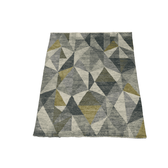 Alpaca Geometric Wool Rug – Hand-Knotted Artisan Style for Living Room or Bedroom, Size 8x10 ft
