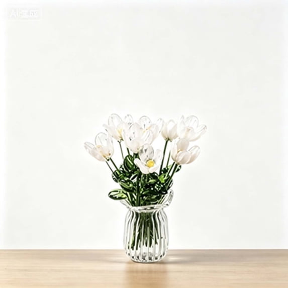 Handmade Glass Artificial Flower Bouquet, Exquisite Handmade Glass Artificial Flower Bouquet, Mini Floral Arrangement Ornament, Fresh Desktop Decor for Home Bedroom Wedding Festival Gift Display