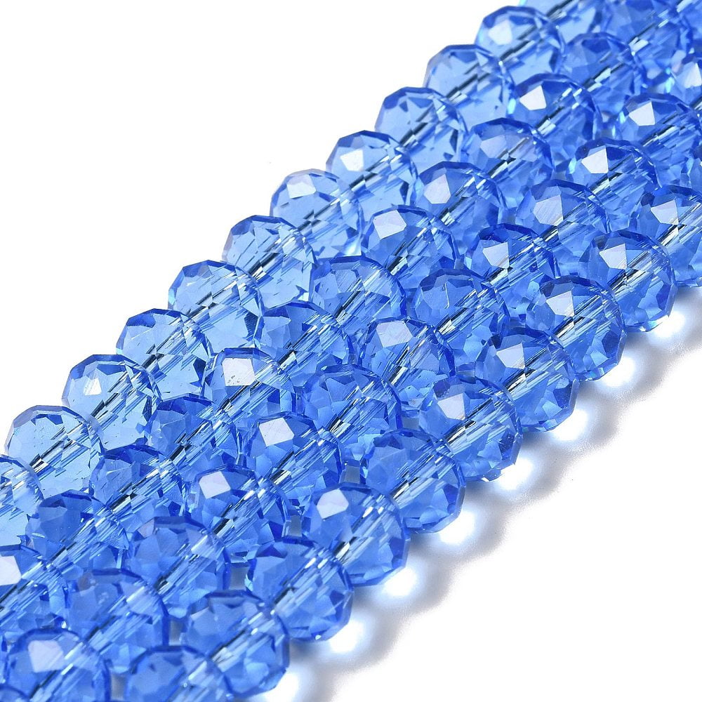 Handmade Glass Beads Faceted Rondelle Medium Blue 10x7mm Hole: 1mm 70~72pcs/strand
