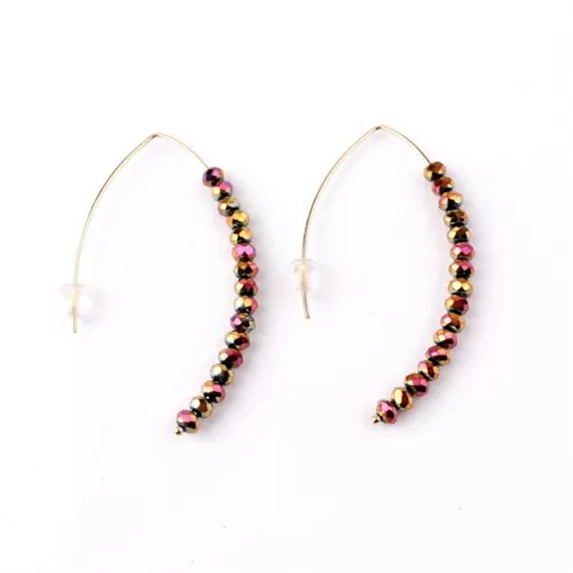 Handmade Glass Beads Fishhook Earrings for Women Unique Fashion Jewelry