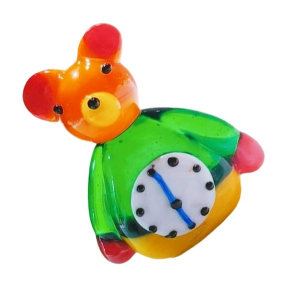 Handmade Glass Bear Sculpture Decorative Clock Colorful Tabletop For Living Room Bedroom