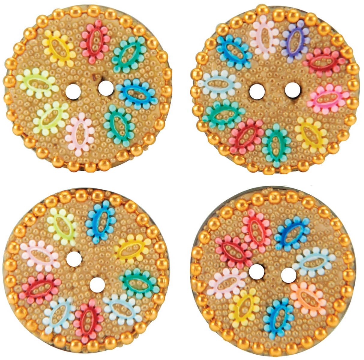 Handmade Glass ButtonsCircles 4/Pkg