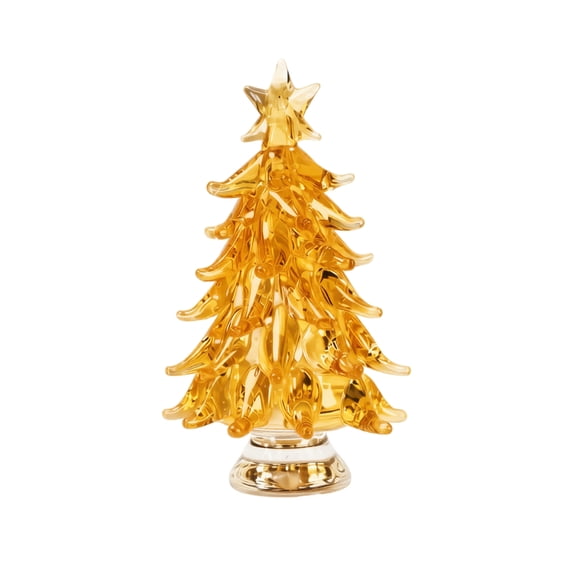 Handmade Glass Christmas Tree Figurine Tabletop Ornament Brushed Craft Decorative Desktop Sculpture Holiday Display Piece