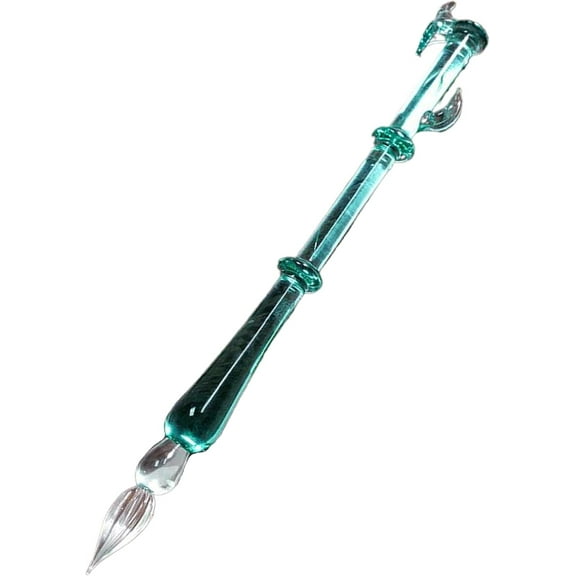 Handmade Glass Dip Pen: Crystal Calligraphy Pen Bamboo Shape Vintage Dip Ink Gift Pen, Dip Sign Pen for Artist, Writing Drawing Decoration (Blue)