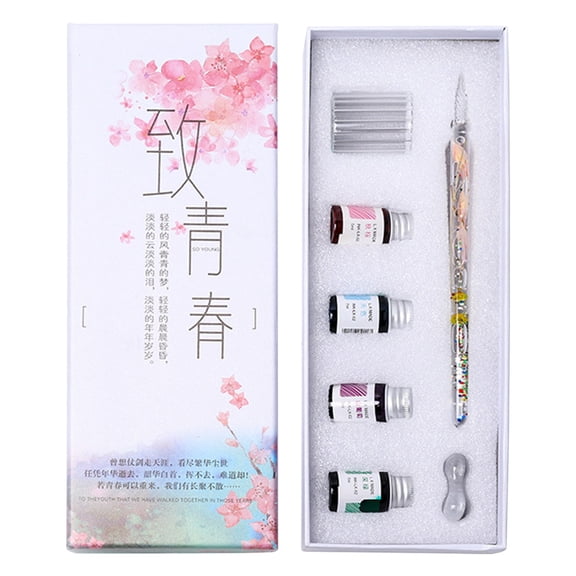 Handmade Glass Dip Pen Crystal Calligraphy Pen Signature Dipped Pen for Artist Women Men Teens,Writing Drawing Decoration Gifts
