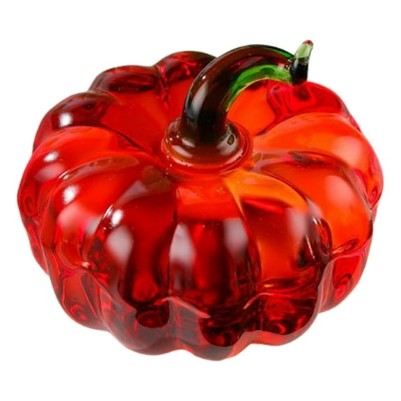 Handmade Glass Pumpkin Table Top Decor, Realistic Artificial Fruit Centerpiece for Halloween Thanksgiving Holiday Home Decorations, Decorative Kitchen Bathroom Accent, Ornament*1
