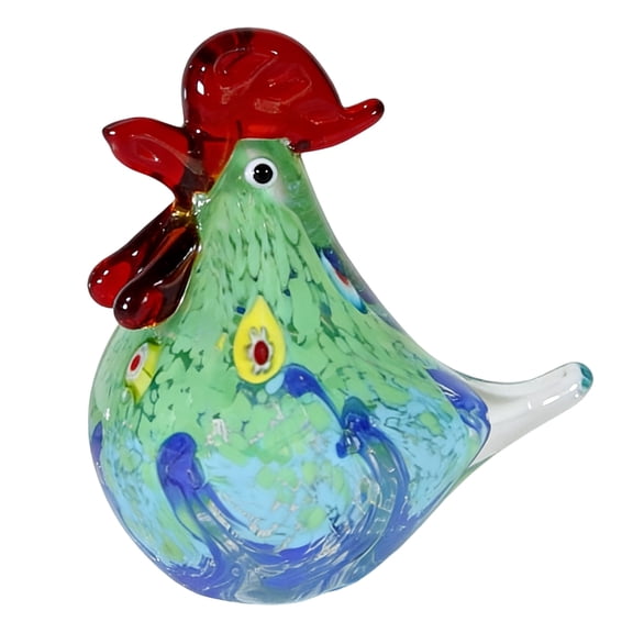 Handmade Glass Rooster Figurine Colorful Animal Statue Home Decoration Birthday