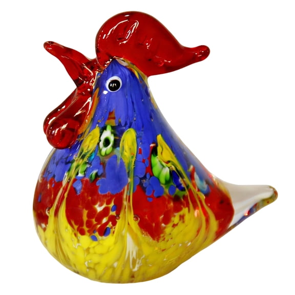 Handmade Glass Rooster Figurine Colorful Statue Home Decoration Birthday