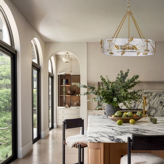 Handmade Glass Round Shape Chain Pendant Light for Diningroom, Livingroom