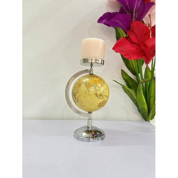 Handmade Globe on Base with Candle Holder Used for Home Decoration, Table top, Party Decoration Office Decoration Church, Decorative World Globe Candle Holder