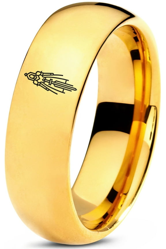 Handmade Gold Jewelry Rings for Women Gamer Tungsten Grandpa Gift Laser Engraving Uncle