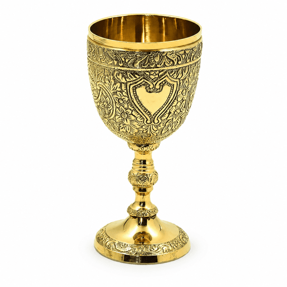 Handmade Golden Brass Vintage Chalice  Medieval Goblet for Wedding, Anniversary & Ceremonial Drinkware