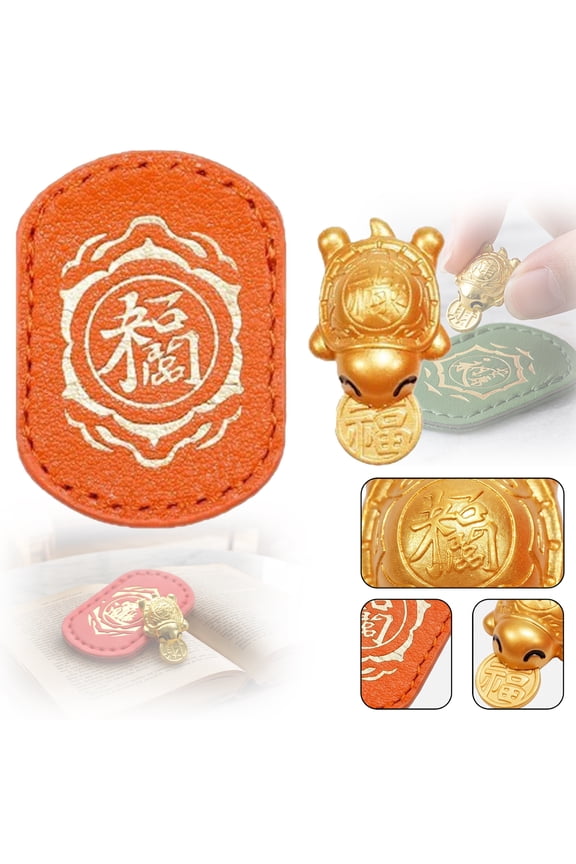 Handmade Golden Turtle Feng Shui Amulet Chinese Lucky Charm 2026 Edition Talisman with Leather Sleeve,Orange