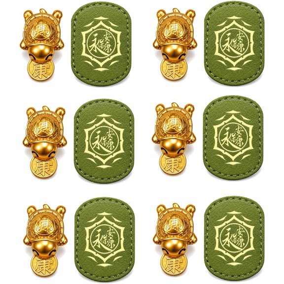 Handmade Golden Turtle Feng Shui Amulet, Chinese Lucky Charm 2026 Edition, Talisman with Leather Sleeve