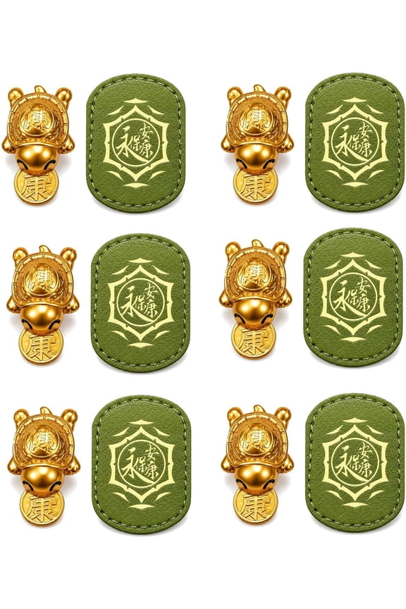 Handmade Golden Turtle Feng Shui Amulet, Chinese Lucky Charm 2026 Edition, Talisman with Leather Sleeve