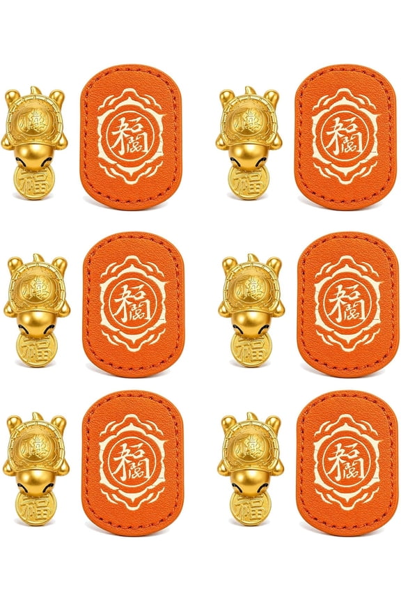 Handmade Golden Turtle Feng Shui Amulet, Chinese Lucky Charm 2026 Edition, Talisman with Leather Sleeve