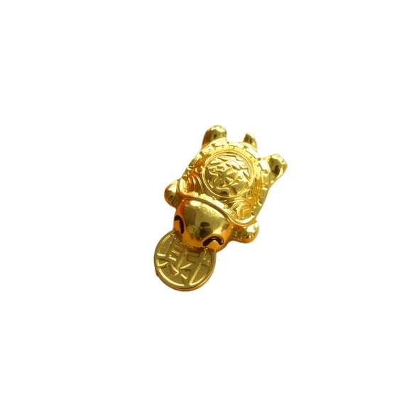 Handmade Golden Wealth Turtle Feng Shui Amulet, Chinese Lucky Charm 2026 Edition, Pocket Fortune Talisman with Leather Sleeve,B