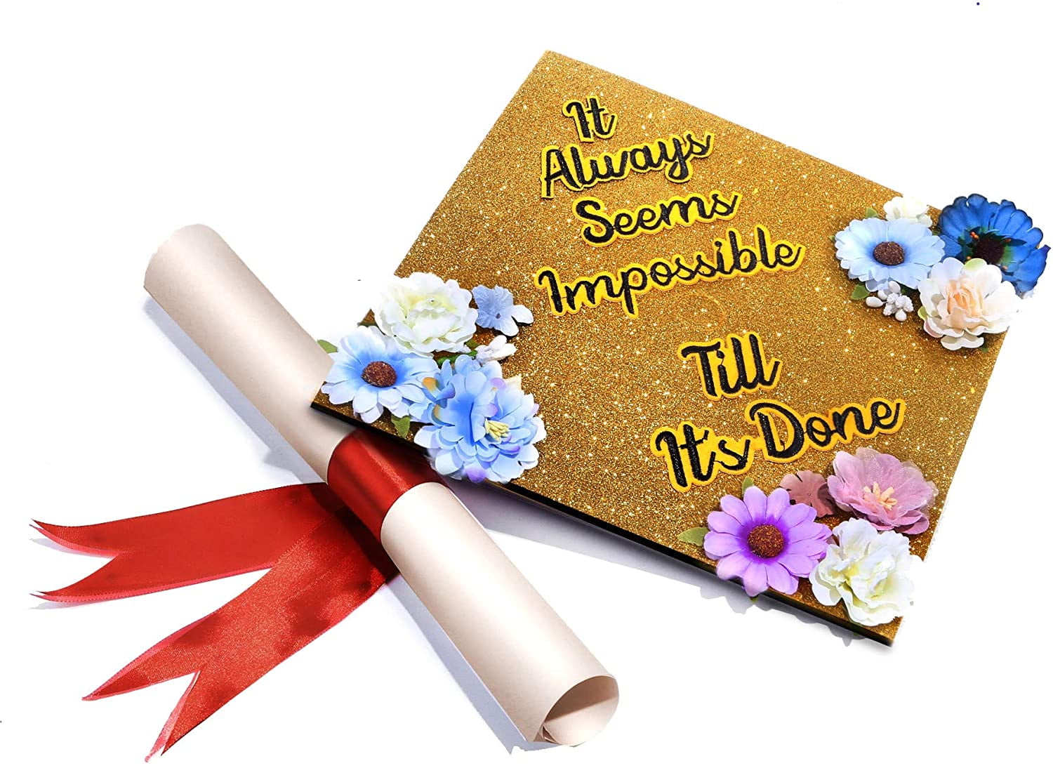 Handmade Graduation Cap Topper, Graduation Cap Decorations, It Always Seem Impossible
