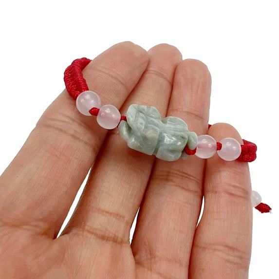 Handmade Green Agate Gemstone Pi Yao Red String Bracelet Women Men