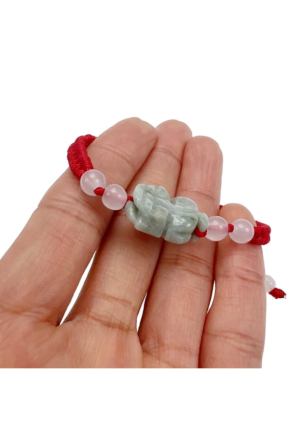 Handmade Green Agate Gemstone Pi Yao Red String Bracelet Women Men