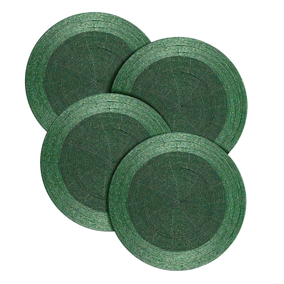 Handmade Green Beaded Placemats Charger 13 Inch Round Set of 4 - Beautiful Fancy Elegant Decorative Glitz Table Mat for Dining Table Décor, Easter, Farmhouse, Wedding, Dinner Party & Everyday Use