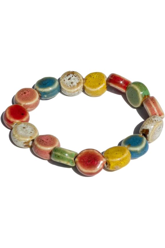 Handmade Green Boho Bracelets for Women, Bohemian Ceramic Beads Bracelets for Friends, Trendy Porcelain Stone Beaded Bracelets for Sisters