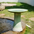 thumbnail image 1 of Handmade Green Gradient Glaze Ceramic Bird Bath 16.93 Inch Diameter 18.11 Inch Height Lightweight Weather Resistant for Outdoor Garden Bird Bathing Feeding, 1 of 10