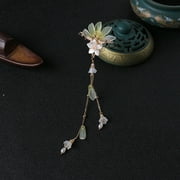 Handmade Hairpins Headgear Hyacinth Headdress with Long Tassels for Cheongsam Han Clothes Tea Wear Dress