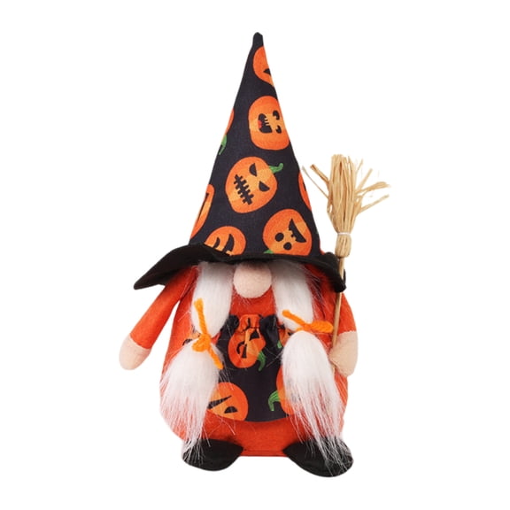 Handmade Halloween Plush Decorations, Cute Witch Elf Dolls for Table Tiered Tray Decor, Trick or Treat Party Favors, Nordic Tomte Ornaments for Home Office