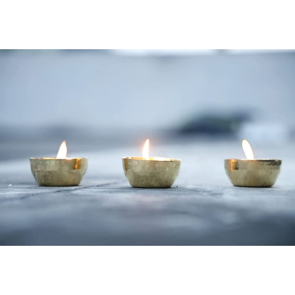 Handmade Hammered Brass Tea Light Holder Set of 3 Votive Holders