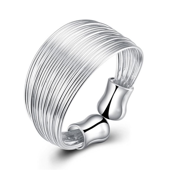 Handmade Hammered Wide Silver Ring for Women Adjustable StatementRing Jewelry Gift