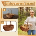 thumbnail image 1 of Handmade & Handwoven Imitation Rattan Mini Size Flower Basket With Handle, Gift Basket For Fresh Flower Arrangement & Floral Displays With Bamboo Weave Structure, Simple, 1 of 5