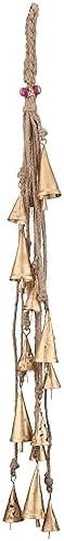 Handmade Hanging Bells Wind Chimes 27 Inch– Vintage Cow Bells on Jute Rope, Rustic Tin Bells for Christmas, Home Decor, Boho Wind Bells for Holiday, Farmhouse, Wreath, Outdoor & Indoor