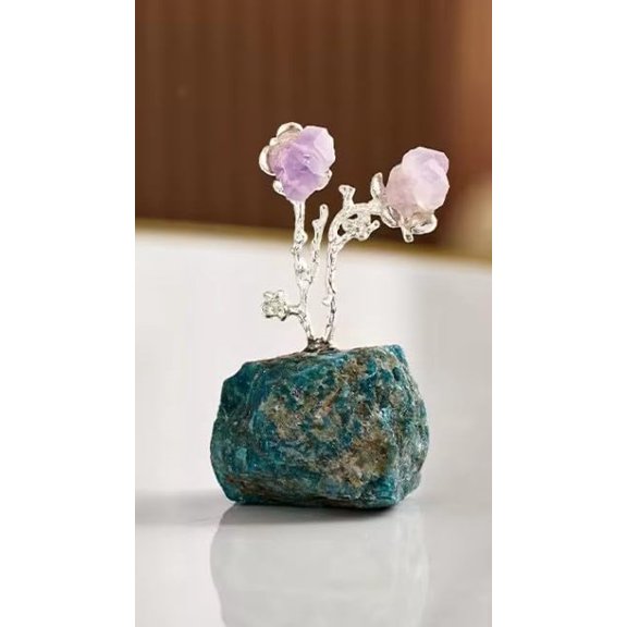 Handmade Healing Gemstone Crystal, Amethyst Tree, Blue Phosphorus Grey Crystal | Showpiece For Balance & Positivity, Office & Home Decoration, Wealth & Good Luck | Beautifully Crystal Tree
