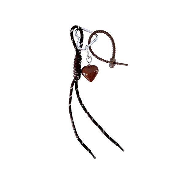 Handmade Heart Shape Keyring with Nylon Braided Rope Eye Catching Keychain Charm Handmade Bag Pendant Accessories