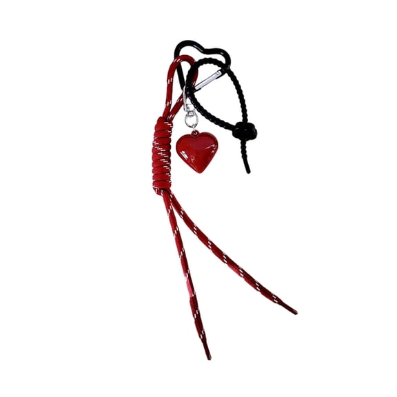 Handmade Heart Shape Keyring with Nylon Braided Rope Eye Catching Keychain Charm Handmade Bag Pendant Accessories