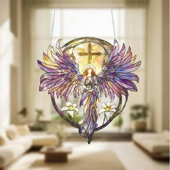 Handmade Heavenly Window Ornament for Home Blessings, Stained Glass Sun Catcher with Prism Effect, Christmas Gift for Family, Housewarming Present, Crystal Window Decor for Living Room to Sopatenor