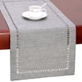thumbnail image 1 of Handmade Hemstitch Gray Dining Table Runner Or Dresser Scarf, Rectangular 14 by 72 Inch, 1 of 2