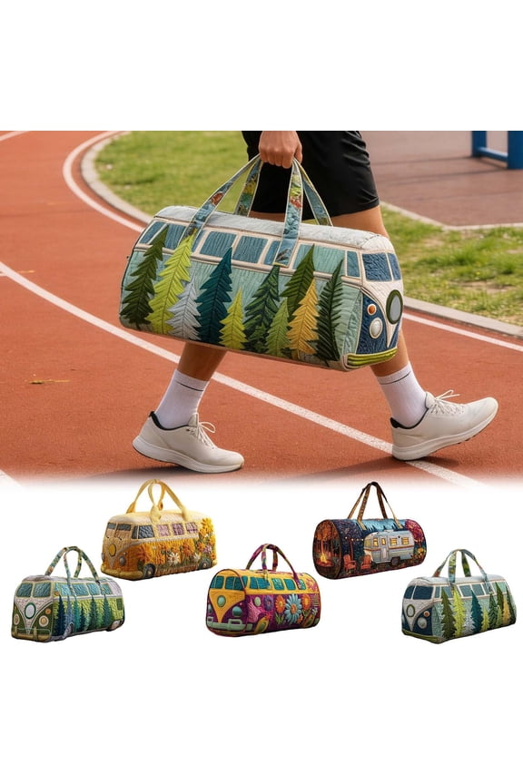 Handmade Hippie Van Quilted Duffle Bag, Boho Travel Weekender Bag for HOHOYUNG