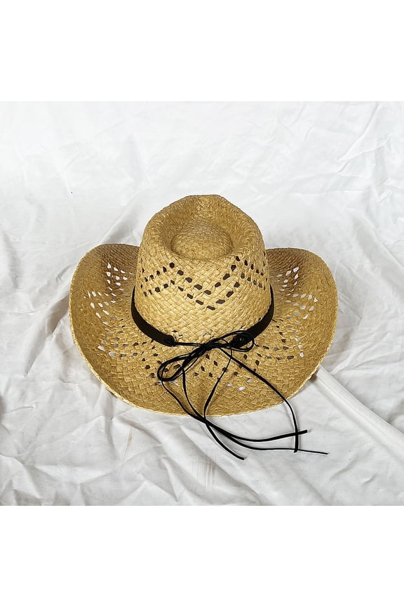 Handmade Hollow Straw Hat Cowboy Hat With Curled Brim And Raised Edge Sunscreen Hat Beach Hat Fedora Hats for Women Old Man Hats Womens Running Hat with Light Raffia Tote Gardening Visor Desert Hats
