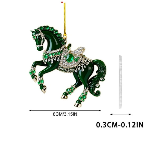 Handmade Horse Christmas Ornament,Horse Ornaments for Christmas Tree 2D Custom Acrylic Running, White Hanging Topper Running Horses Racing Racing Riding Ornaments for Your Tree
