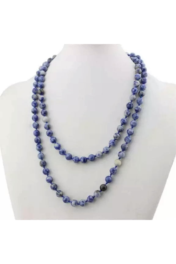 Handmade Howlite Knot Bead Statement Necklace Natural Stone Beaded Chain Jewelry