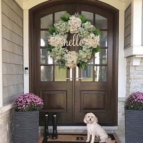Handmade Hydrangea Rattan Ring Garland for European & American Decor – 15.75 Inch Wreath for Front Door, Window, Wall Decoration, Perfect for Indoors and Outdoors