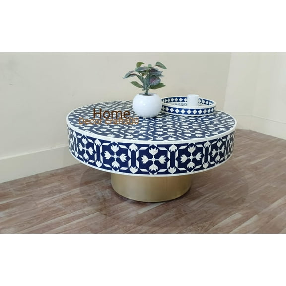 Handmade Indian Bone Inlay Coffee Table: Living Room Centerpiece