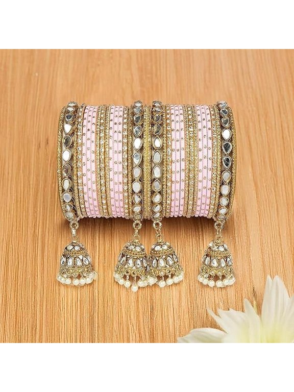 Handmade Indian Ethnic Bangles for Women – Traditional Partywear Jewelry Set | Elegant Bridal Bangles for Weddings Festivals & Daily Wear | Handcrafted Kada Style Accessory