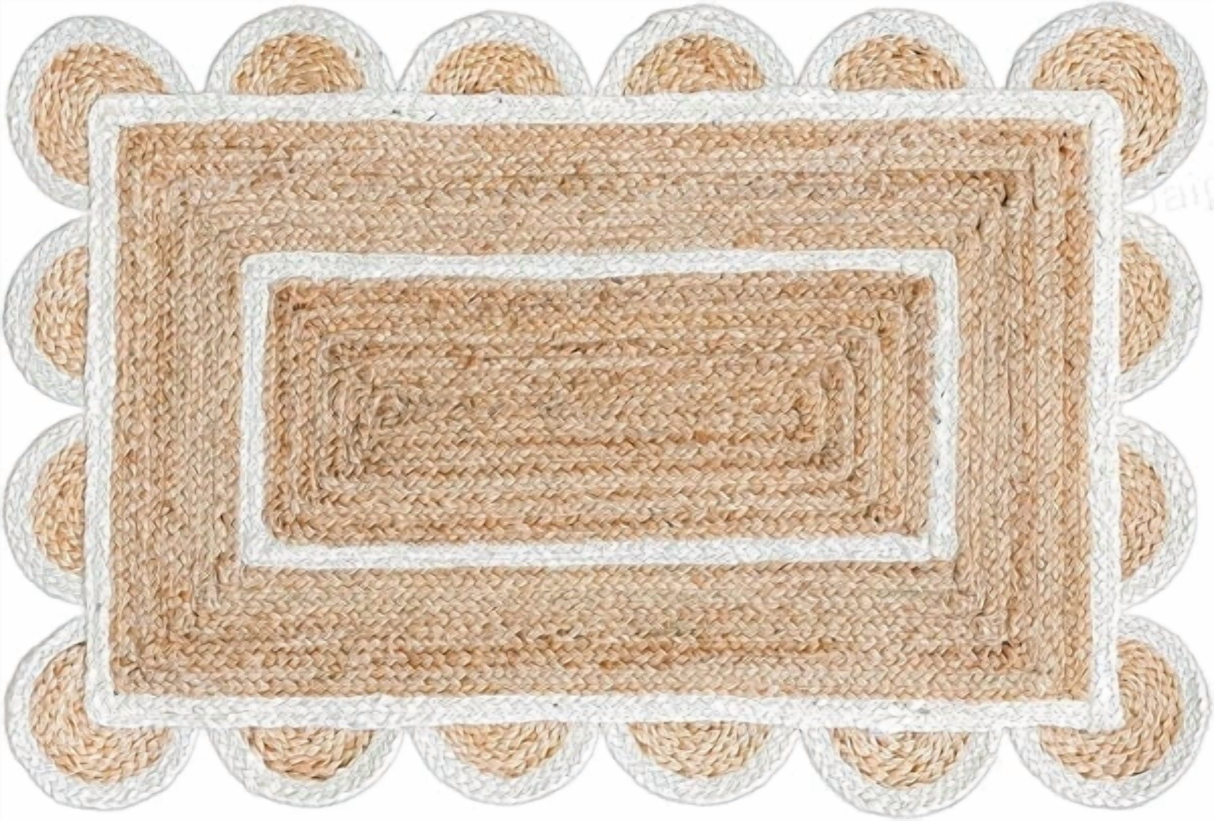 Handmade Indian Scalloped Jute Rug 2X3 Feet