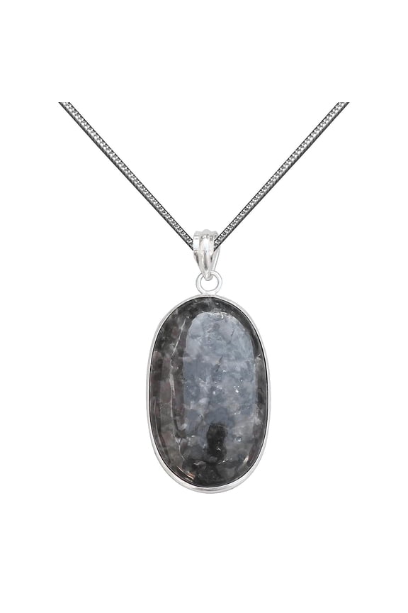Handmade Indigo Gabbro/Merlinite Pendant Necklace 18" - Beautiful Gemstone with Brass, Silver Plated/Coated/Overlay, Nickel Free, Elegant Simplicity for Women from Kirti Gems