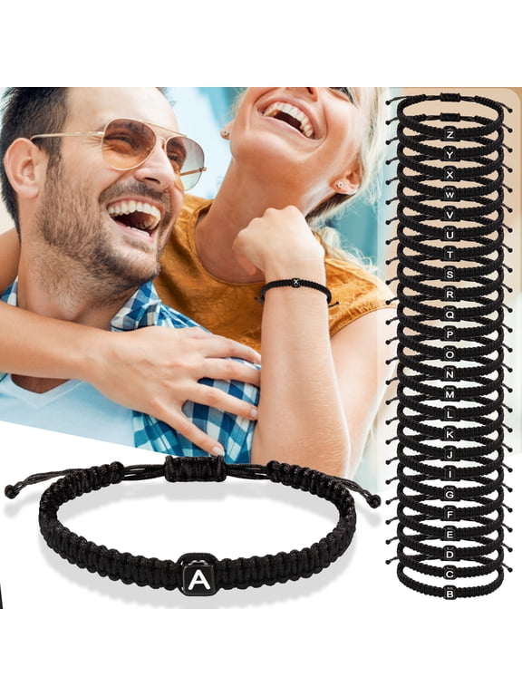 Handmade Initial String Bracelets for Women Men Girls Boys Rope Minimalist Jewelry Matching Couple